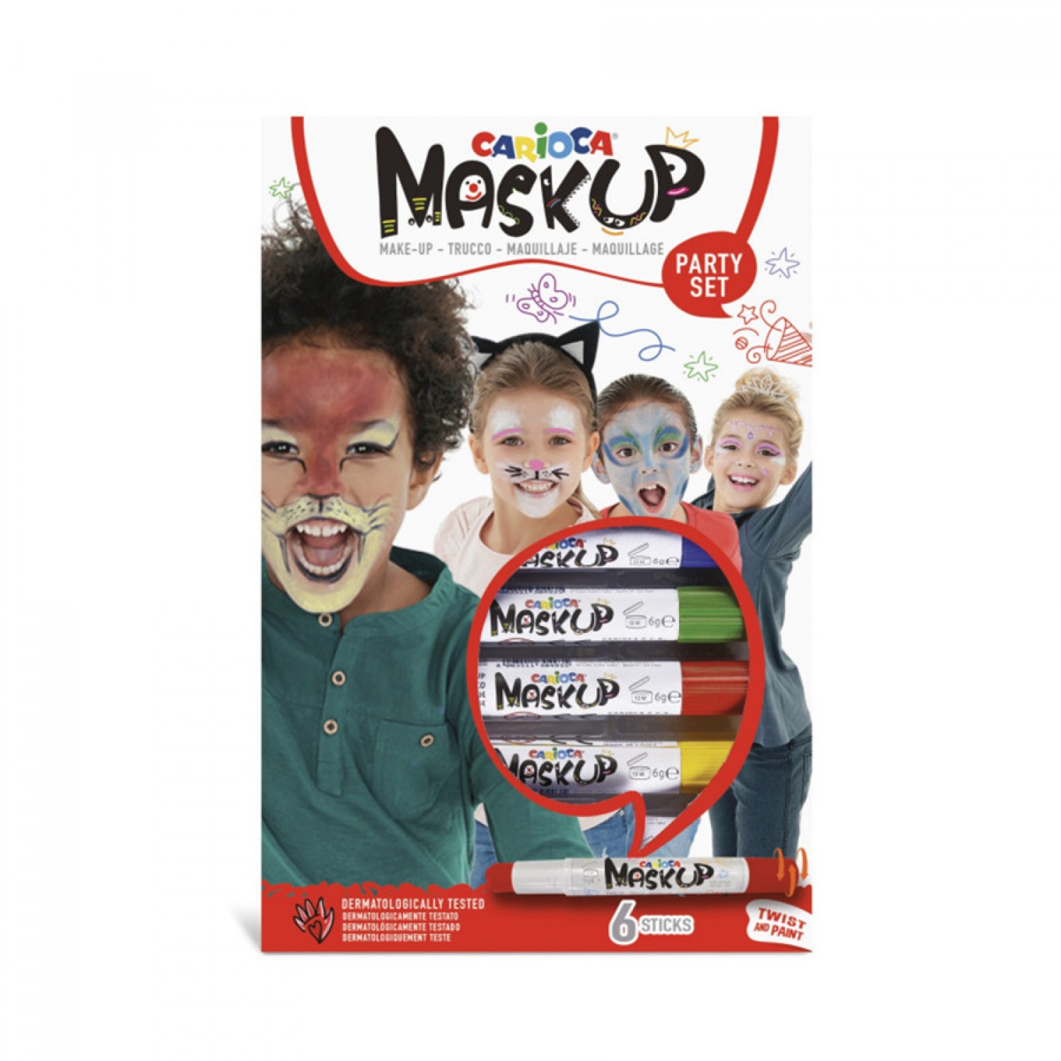 Χρώμα προσώπου σετ 6 χρώματα Carioca Maskup 80035 Αποκριάτικα 